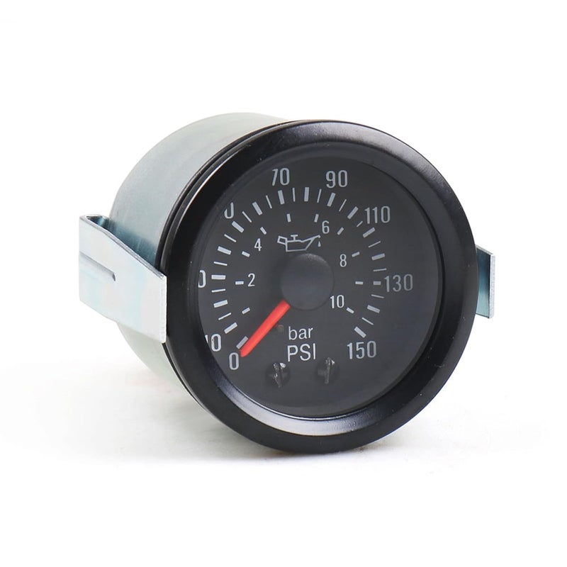 Dyno Racing 2" 52mm Mechanical Oil Press Gauge 0-10 Bar/0-150PSI Oil Pressure 12V Press Gauge Yellow Light Car Meter NPT1/8 - Image 1